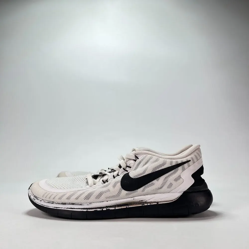 Nike Free 5.0 White Black Athletic Low Top Running Shoes 724383-100 Women's Sz 8